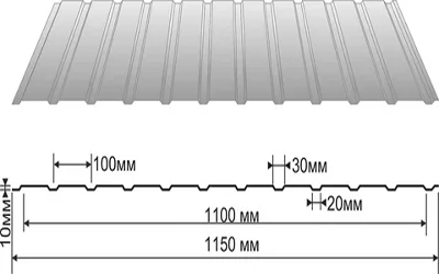 Чертеж профнастила С10